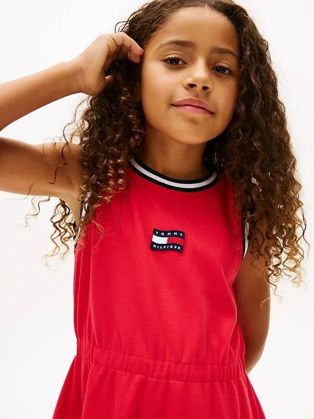 Kids’ Wavy Flag Logo Sleeveless Dress Kids’ Wavy Flag Logo Sleeveless Dress