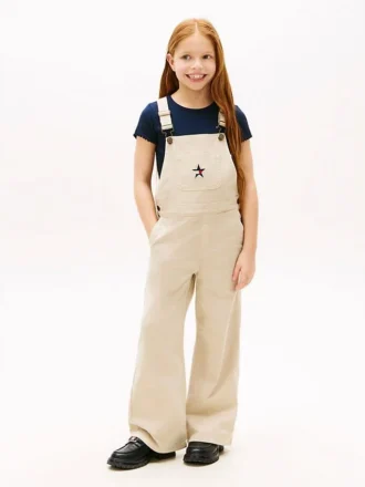 Kids’ Wide Leg Stretch Denim Overall