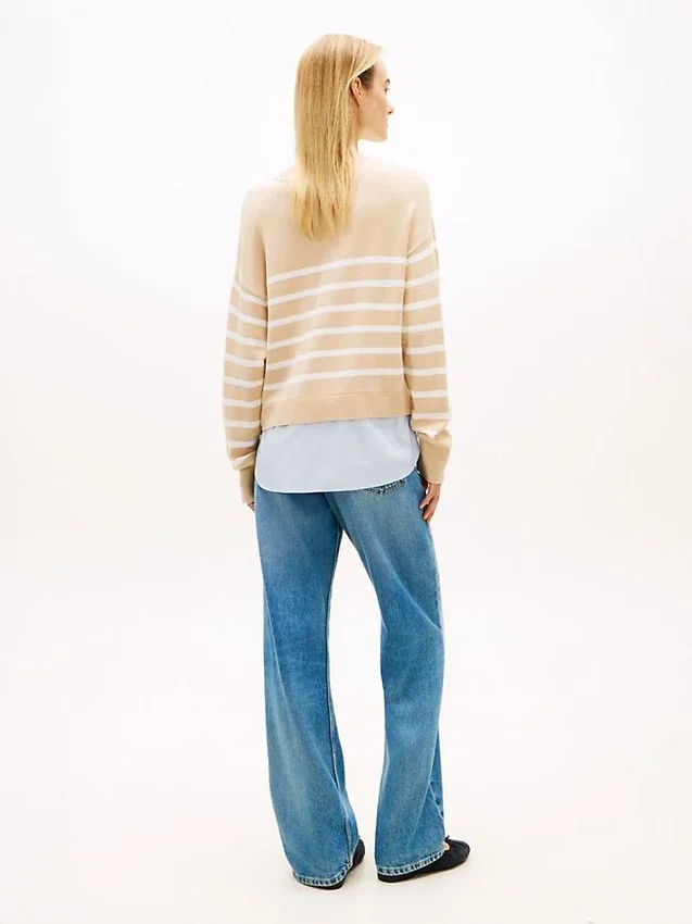 Layered-Look Lightweight Stripe Sweater Layered-Look Lightweight Stripe Sweater