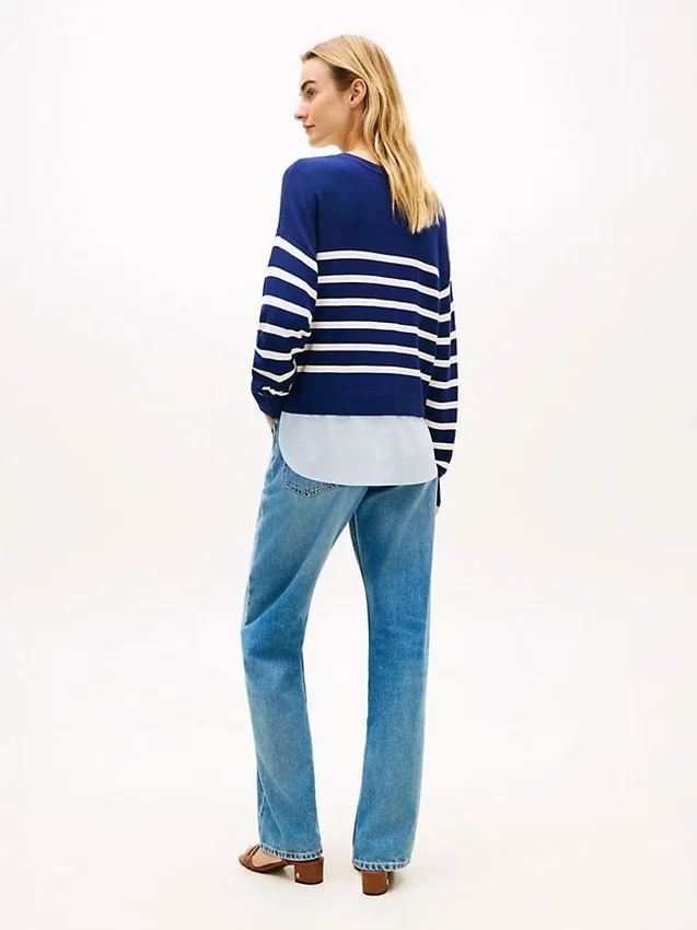 Layered-Look Lightweight Stripe Sweater Layered-Look Lightweight Stripe Sweater