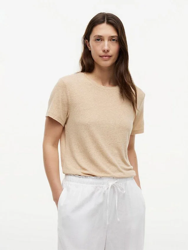 Linen-Blend Crewneck T-Shirt Linen-Blend Crewneck T-Shirt