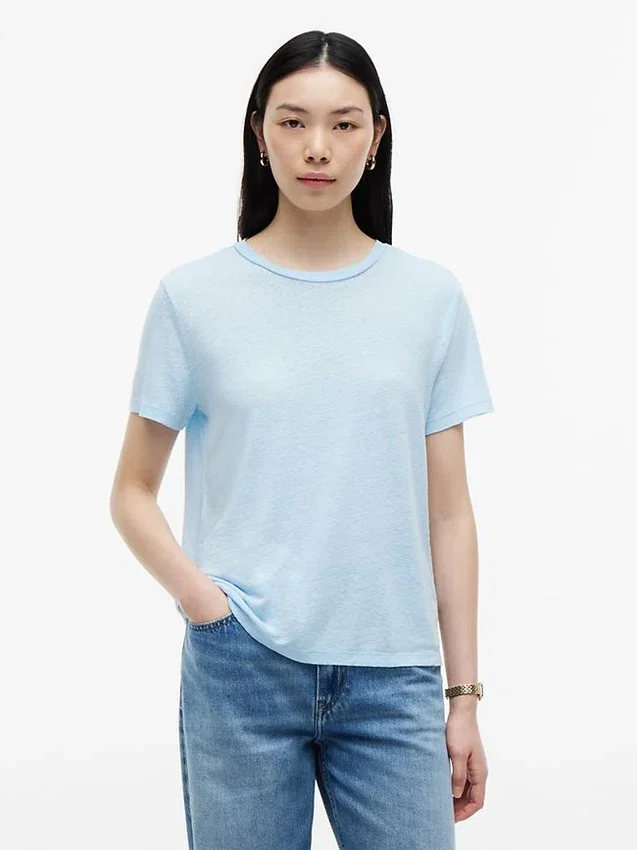 Linen-Blend Crewneck T-Shirt Linen-Blend Crewneck T-Shirt