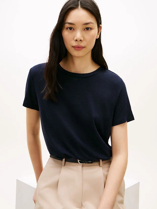 Linen-Blend Crewneck T-Shirt Linen-Blend Crewneck T-Shirt