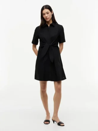 Linen Blend Tie-Front Shirtdress