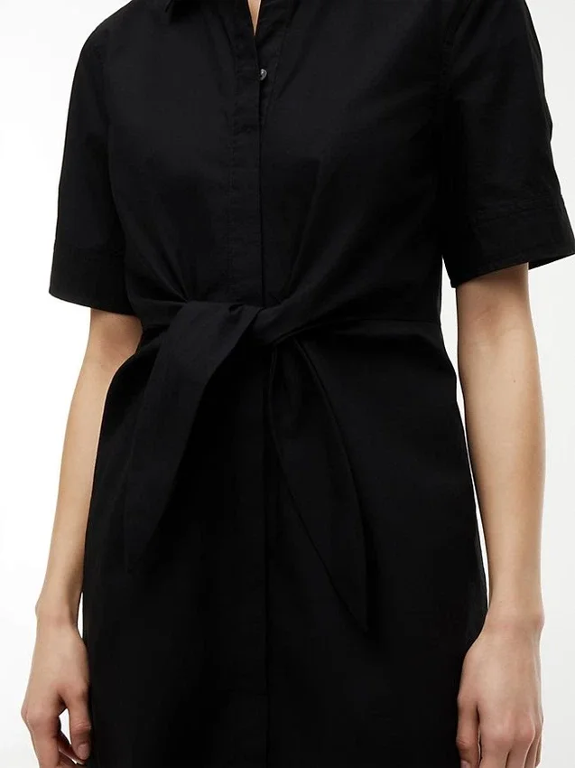 Linen Blend Tie-Front Shirtdress Linen Blend Tie-Front Shirtdress