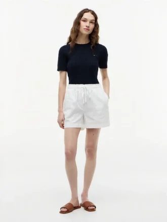 Linen-Cotton Blend Pull-On Short