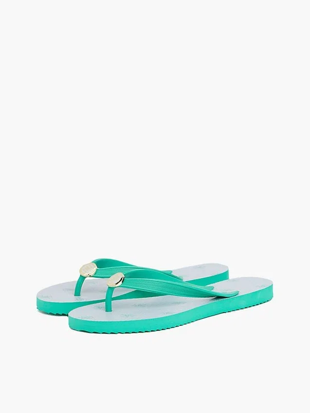Metal Hardware Monogram Print Flip-Flop Metal Hardware Monogram Print Flip-Flop