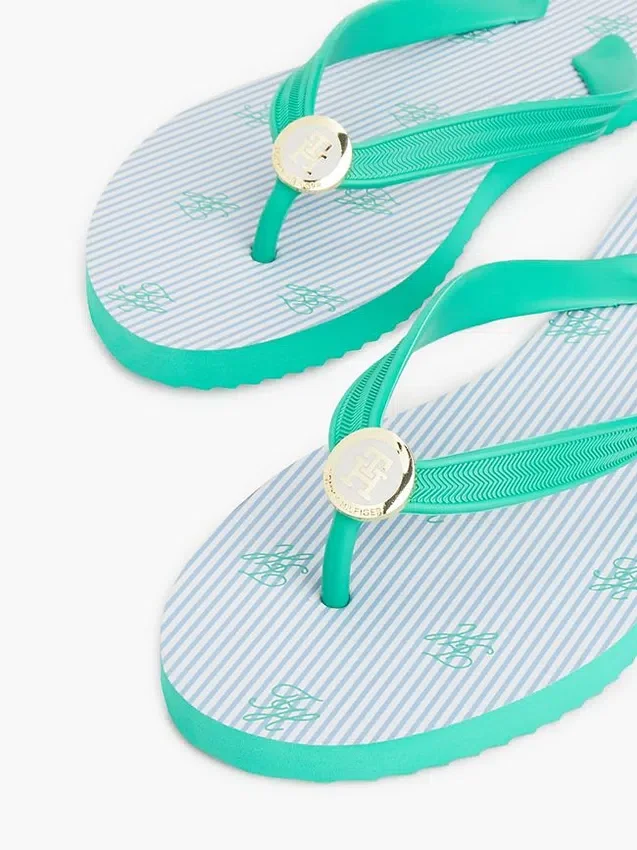 Metal Hardware Monogram Print Flip-Flop Metal Hardware Monogram Print Flip-Flop