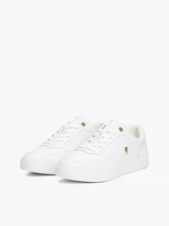 Metallic Accent Leather Court Sneaker