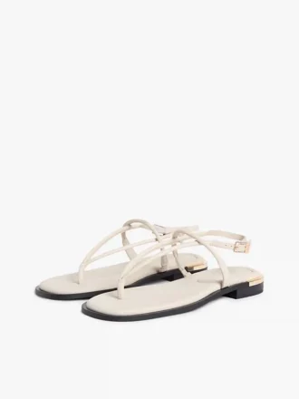 Metallic Accent Leather Sandal
