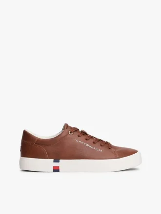 Metallic Logo Pebbled Court Sneaker