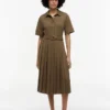 Mix Media Pleated Midi Dress Mix Media Pleated Midi Dress