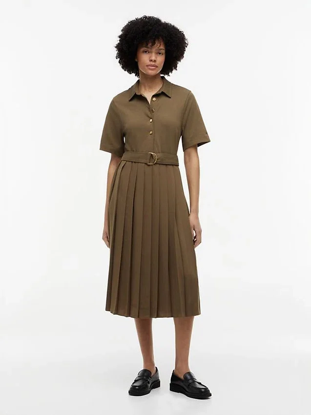 Mix Media Pleated Midi Dress Mix Media Pleated Midi Dress