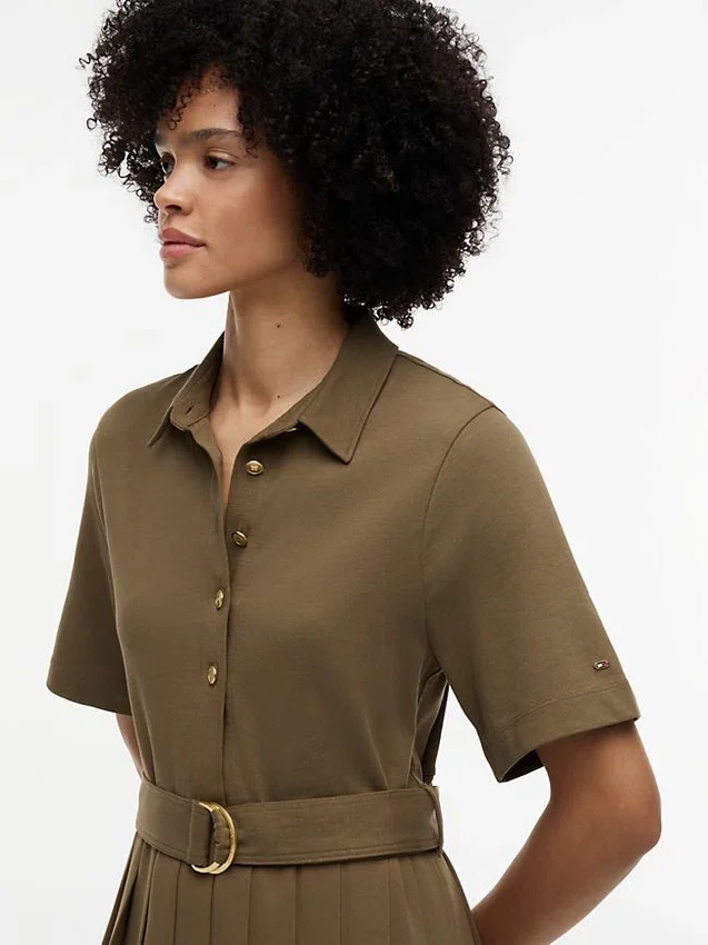 Mix Media Pleated Midi Dress Mix Media Pleated Midi Dress