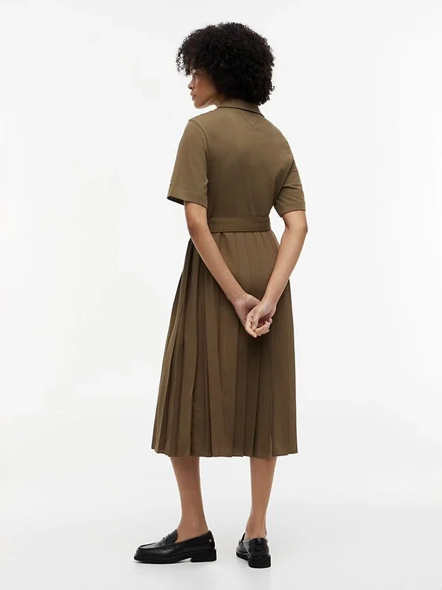 Mix Media Pleated Midi Dress Mix Media Pleated Midi Dress