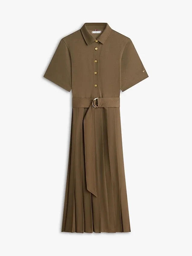 Mix Media Pleated Midi Dress Mix Media Pleated Midi Dress