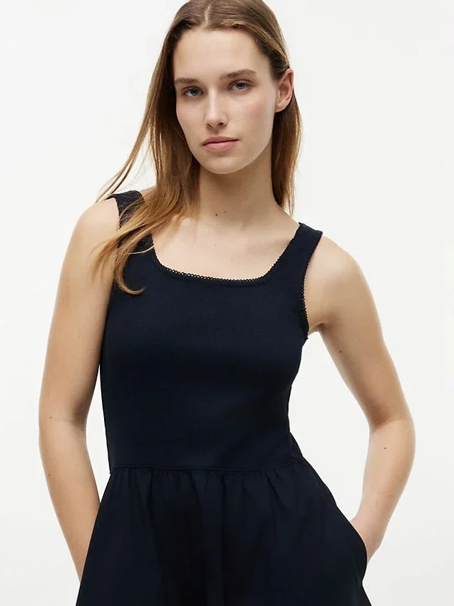 Mixed-Media Midi Tank Dress Mixed-Media Midi Tank Dress