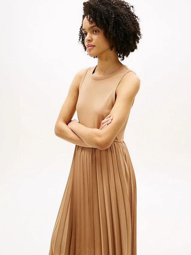 Mixed-Media Pleated Tank Dress Mixed-Media Pleated Tank Dress