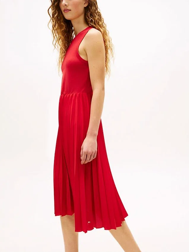 Mixed-Media Pleated Tank Dress Mixed-Media Pleated Tank Dress
