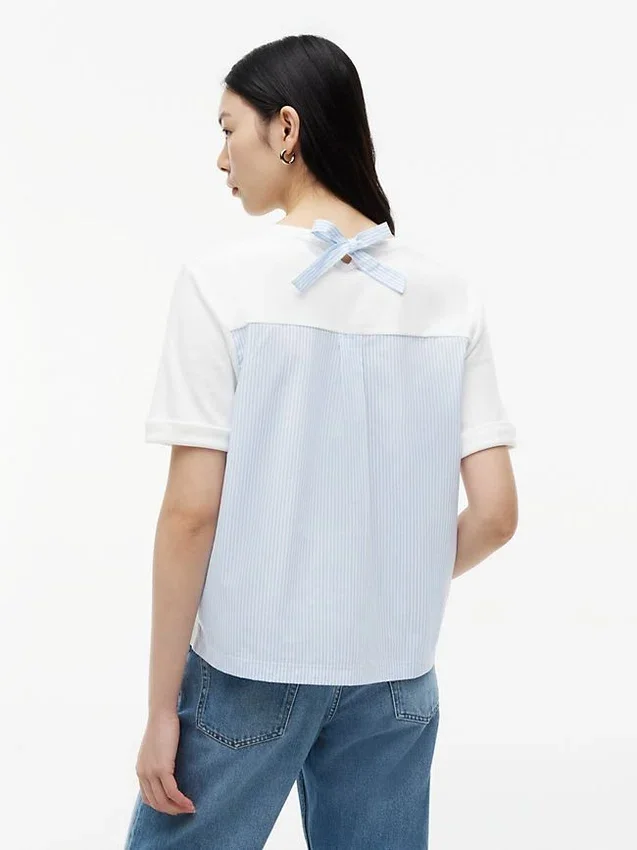 Mixed-Media Tie-Back T-Shirt Mixed-Media Tie-Back T-Shirt