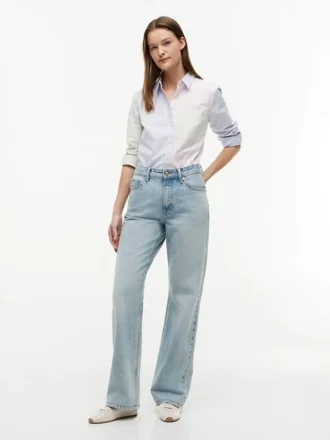 Mixed-Stripe Stretch Oxford Shirt