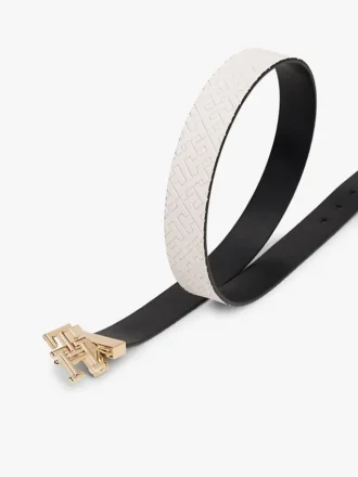 Monogram Buckle Reversible Leather Belt