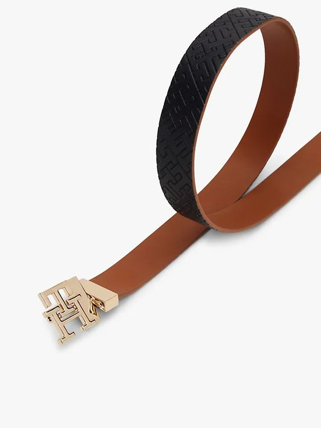 Monogram Buckle Reversible Leather Belt Monogram Buckle Reversible Leather Belt