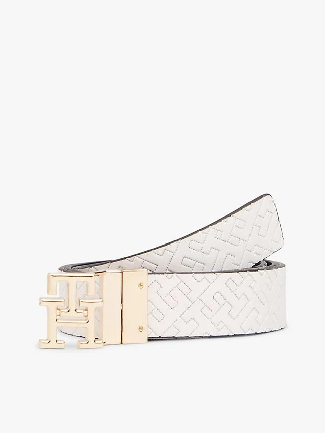 Monogram Buckle Reversible Leather Belt Monogram Buckle Reversible Leather Belt
