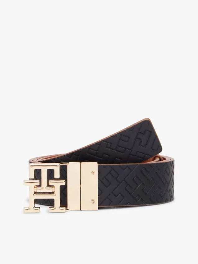 Monogram Buckle Reversible Leather Belt Monogram Buckle Reversible Leather Belt