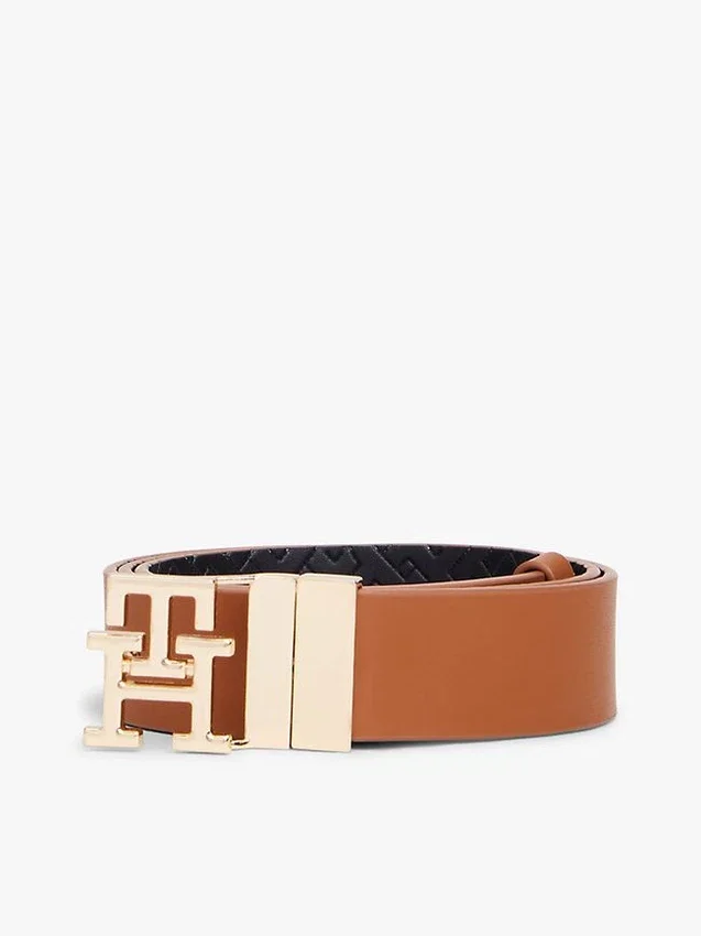 Monogram Buckle Reversible Leather Belt Monogram Buckle Reversible Leather Belt