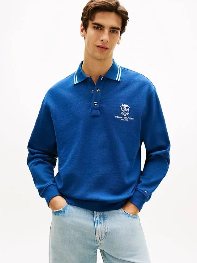 Monogram Crest Rugby Polo Sweatshirt Monogram Crest Rugby Polo Sweatshirt