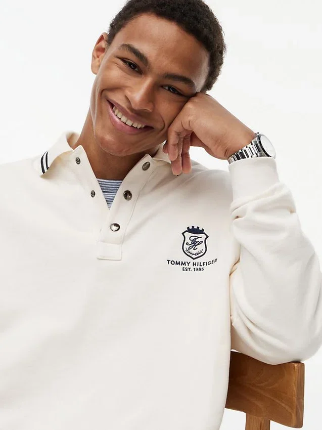 Monogram Crest Rugby Polo Sweatshirt Monogram Crest Rugby Polo Sweatshirt