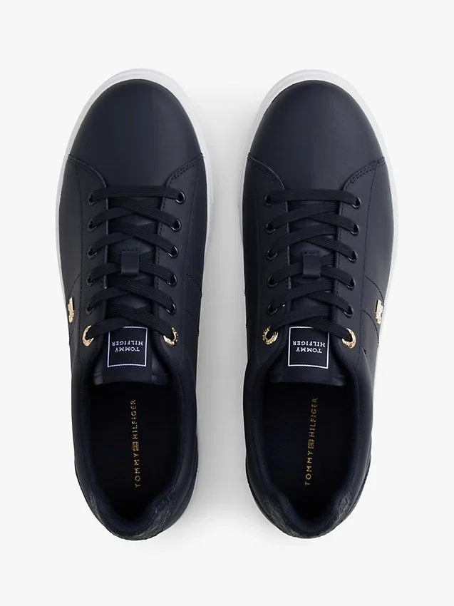 Monogram Heel Leather Court Sneaker Monogram Heel Leather Court Sneaker