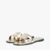 Monogram Strap Metallic Leather Sandal