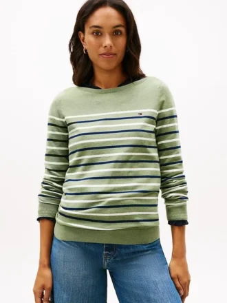 Multi-Stripe Boatneck Sweater