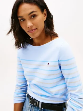 Multi-Stripe Boatneck Sweater