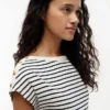 Nautical Gold-Button Boatneck T-Shirt Nautical Gold-Button Boatneck T-Shirt