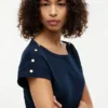 Nautical Gold-Button Boatneck T-Shirt Nautical Gold-Button Boatneck T-Shirt