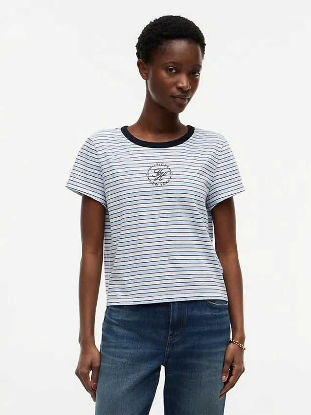 Nautical Script Monogram Striped T-Shirt Nautical Script Monogram Striped T-Shirt