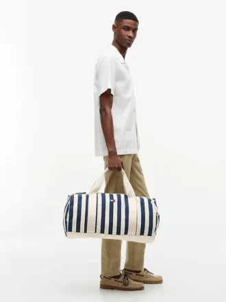 Nautical Stripe Canvas Duffle Bag
