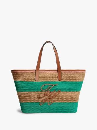 Nautical Striped Crochet Tote Bag