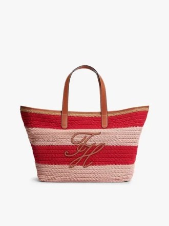 Nautical Striped Crochet Tote Bag