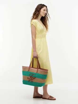 Nautical Striped Crochet Tote Bag