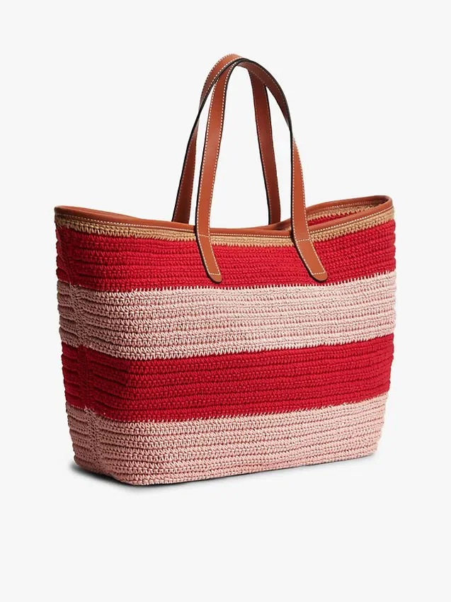 Nautical Striped Crochet Tote Bag Nautical Striped Crochet Tote Bag