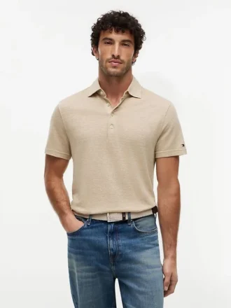 New York Label Cotton-Linen Blend Polo