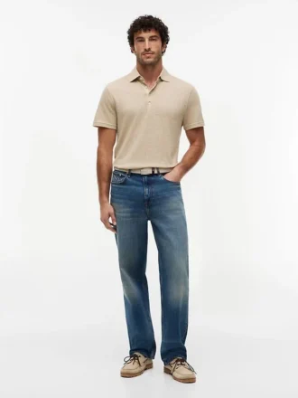 New York Label Cotton-Linen Blend Polo