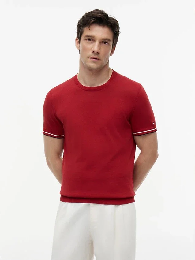 New York Label Knit Tipped T-Shirt New York Label Knit Tipped T-Shirt