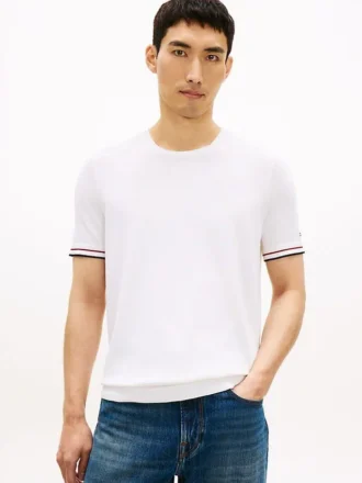 New York Label Knit Tipped T-Shirt