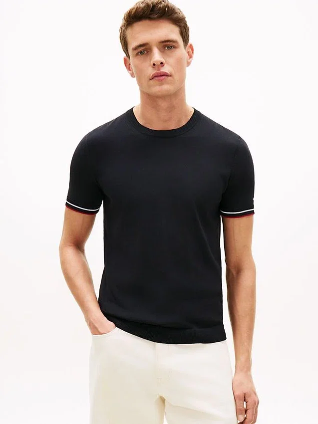 New York Label Knit Tipped T-Shirt New York Label Knit Tipped T-Shirt