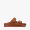 Nubuck Leather Double-Strap Slide Sandal